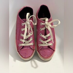 Converse All-Star Kids Pink Glitter Sneakers sz 1